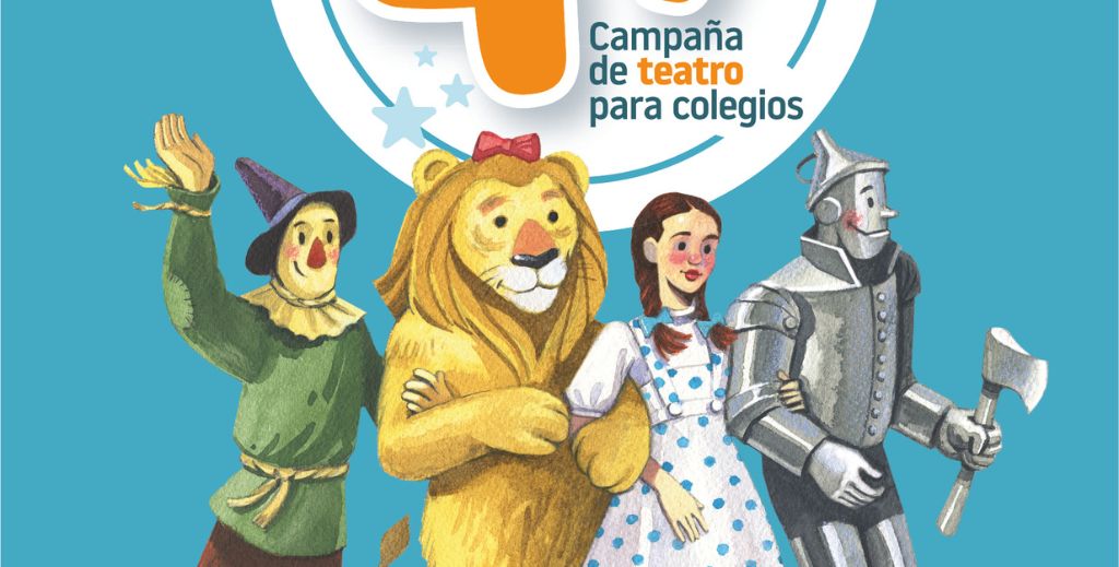Ilustración del programa de teatro escolar del teatro sanpol para temporada 44. Curso 2026-2027.