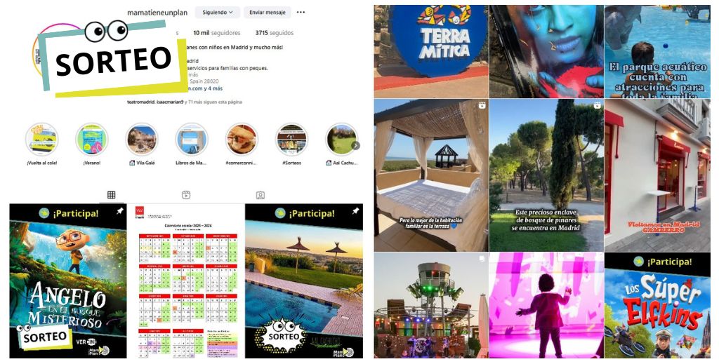 Sorteos de Mamá tiene un Plan en Instagram, nuestro perfil con más de 10.000 seguidores