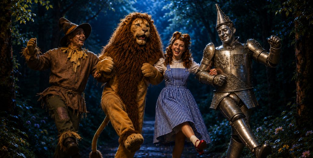 Teatro escolar con La Maquineta 4 Imagen de escena de la obra de teatro escolar El Mago de Oz el musical de la compañía La Maquineta.