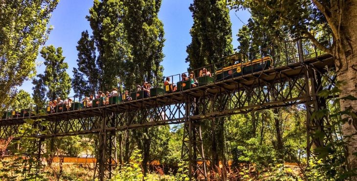 Tren del Parque de Catalunya a su paso por el viaducto.