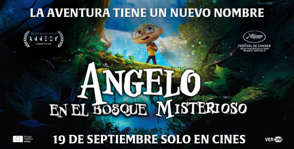 Cartel de Angelo en el bosque misterioso - Mamá Tiene un Plan.