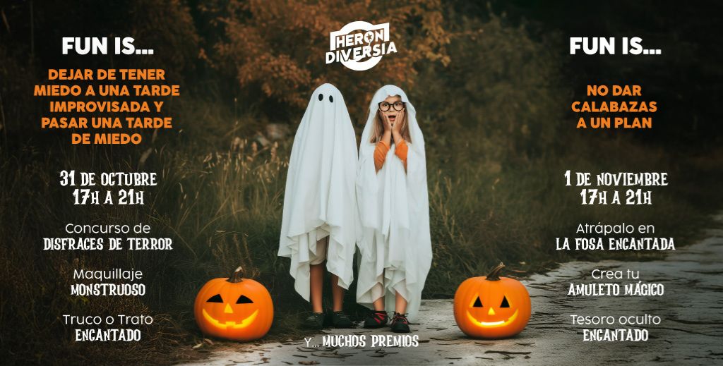 Actividades gratuitas por Halloween en Heron Diversia los días 31 de octubre y 1 de noviembre de 2025.